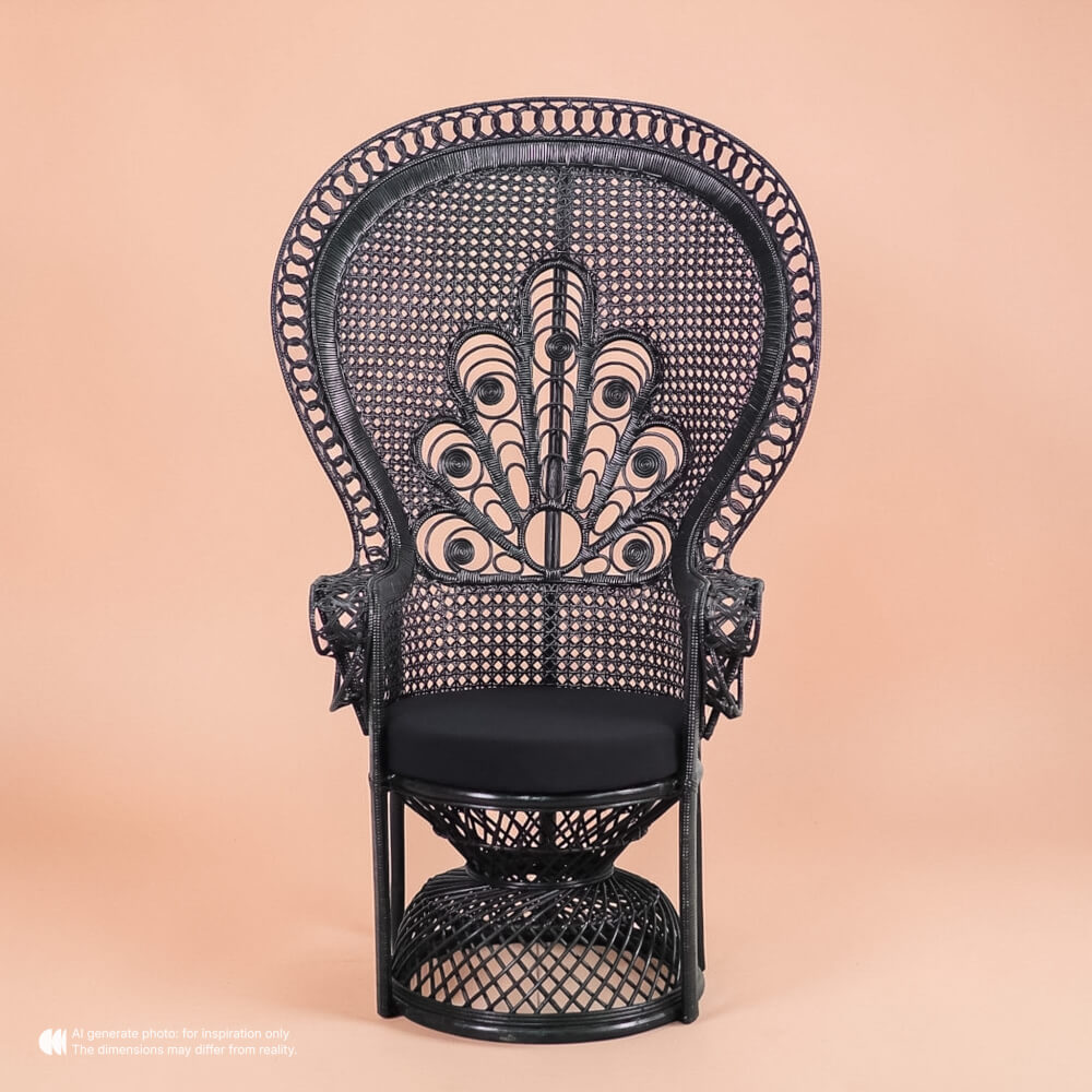 เก้าอี้หวายแท้ PISAMAI รุ่น PRINCESS CHAIR เก้าอี้นางงาม ขนาด 75*55*150 ซม. สีดำ